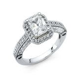 14K White Gold 2.5mm Clear CZ Engagement Ring
