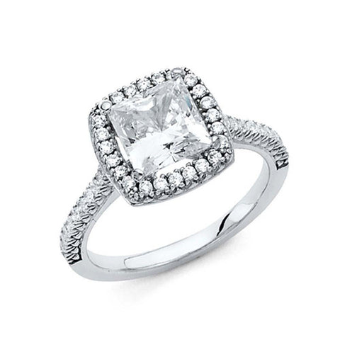 14K White Gold 2mm Clear CZ Engagement Ring