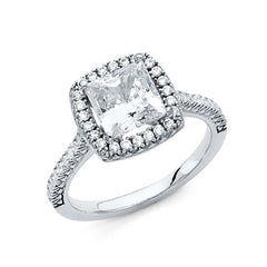 14K White Gold 2mm Clear CZ Engagement Ring