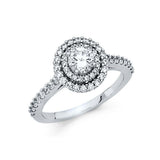 14K White Gold Polished Clear CZ Engagement Ring
