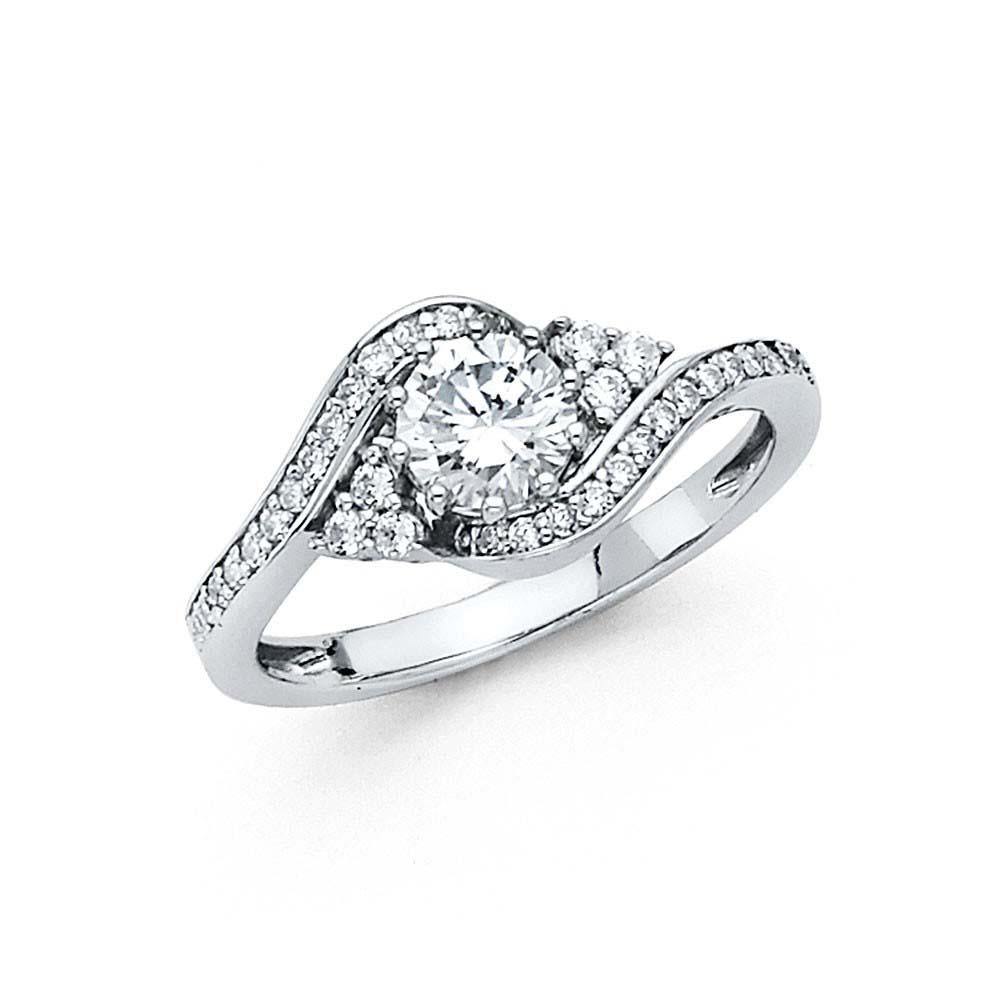 14K White Gold Polished Clear CZ Engagement Ring