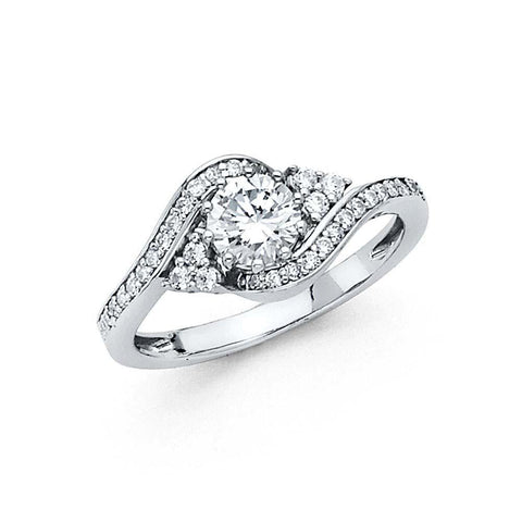 14K White Gold Polished Clear CZ Engagement Ring