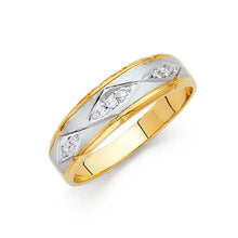 Load image into Gallery viewer, 14K Two Tone 6mm CZ Wedding Trio Men's Band Sets
