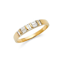 14K Yellow Gold 3mm Clear CZ Ladies Wedding Band