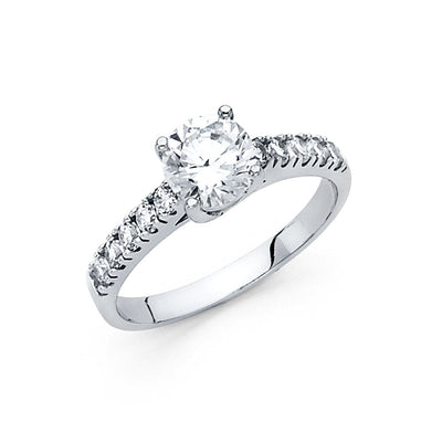 14K White CZ Engagement Ring