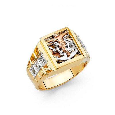 14K Tri Color CZ Men's Rings - silverdepot
