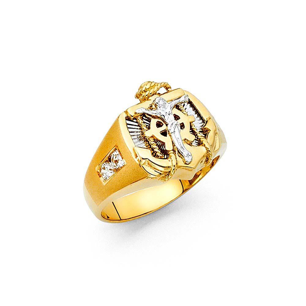 14K Two Tone CZ Men's Rings