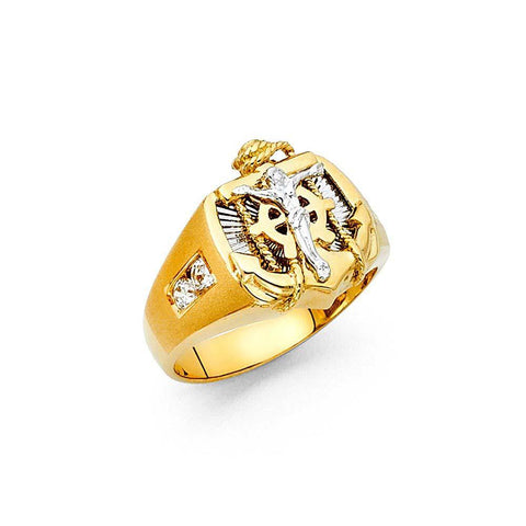 14K Two Tone CZ Men's Rings