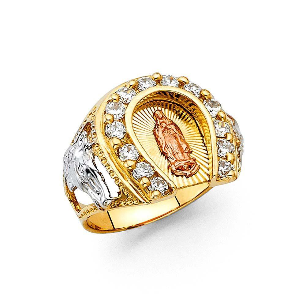 14K Tri Color CZ Men's Rings