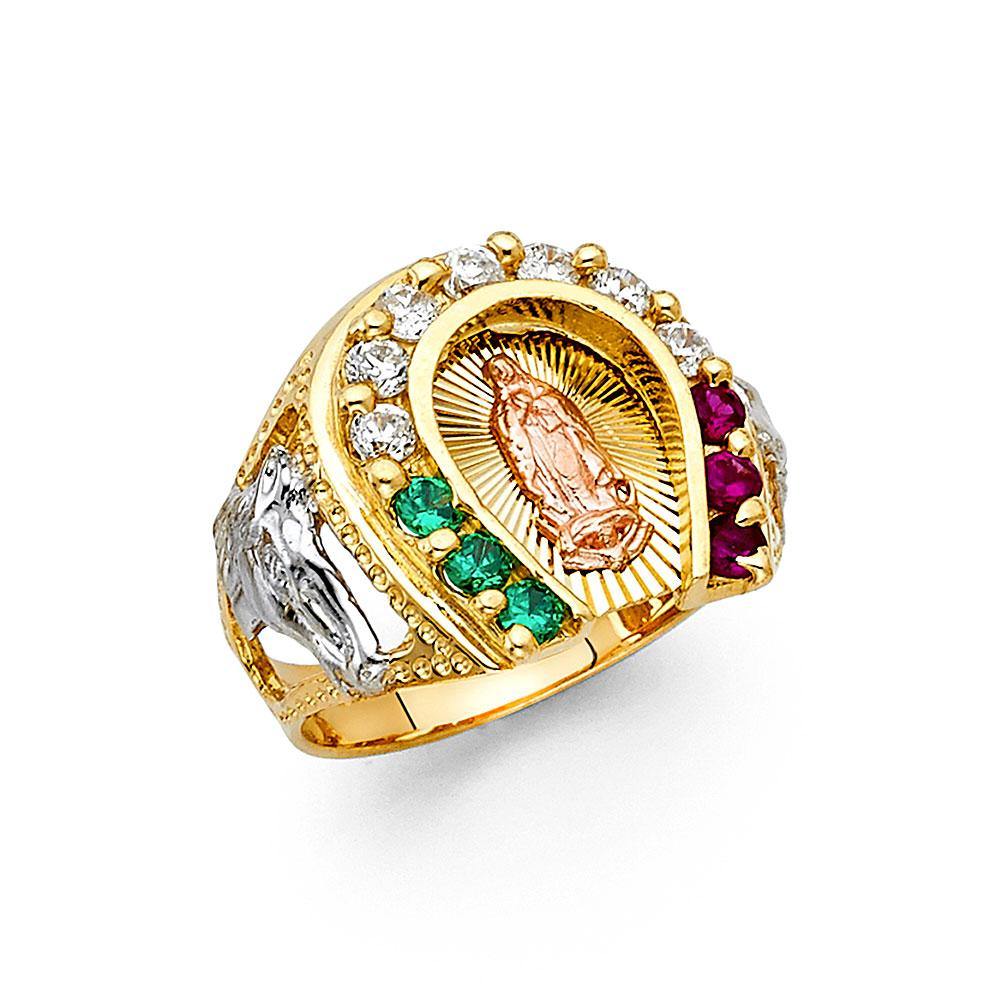 14K Tri Color CZ Men's Rings