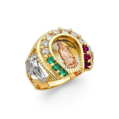 14K Tri Color CZ Men's Rings - silverdepot