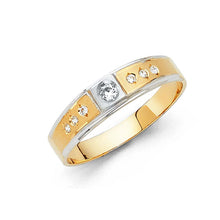 Load image into Gallery viewer, 14K Two Tone 4mm CZ Men's Wedding Ring