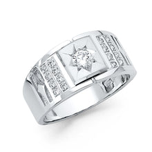 Load image into Gallery viewer, 14K White CZ MENS Ring 8grams