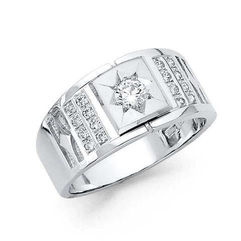 14K White CZ MENS Ring 8grams
