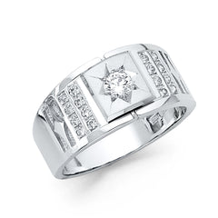 14K White CZ MENS Ring 8grams