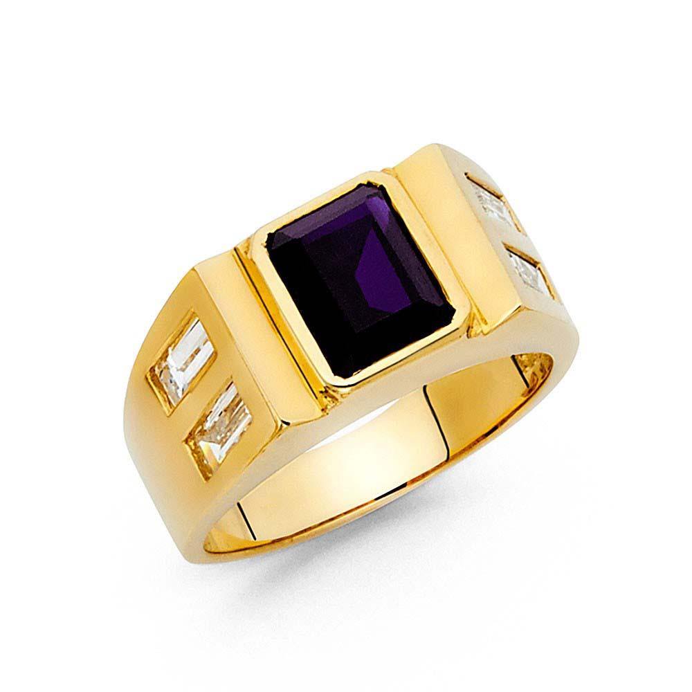 14K Yellow Gold CZ Men's Ring - silverdepot