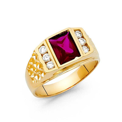 14K Yellow Gold CZ Men's Ring - silverdepot