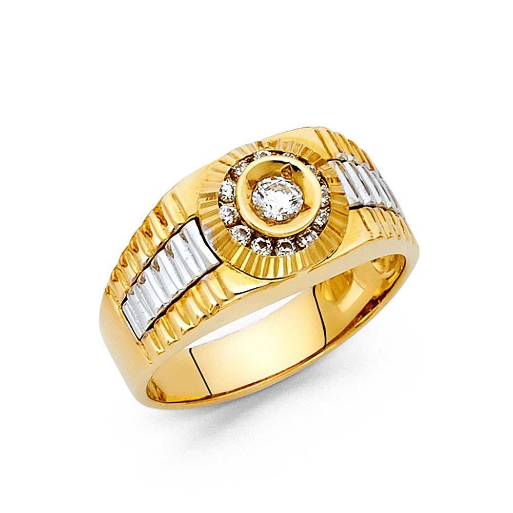 14K Yellow Gold CZ Men's Ring