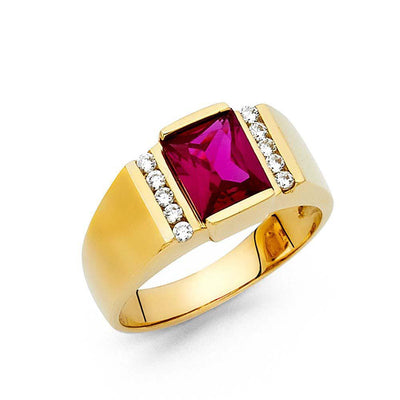 14K Yellow Gold CZ Men's Ring - silverdepot