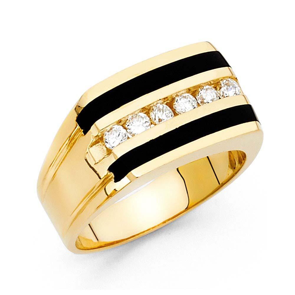 14K Yellow Gold Onyx Men's Ring