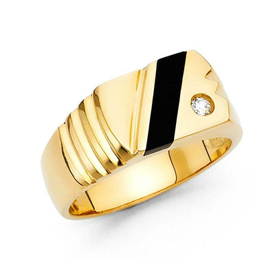 14K Yellow Gold Onyx Men's Ring - silverdepot