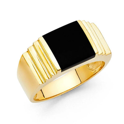 14K Yellow Gold Onyx Men's Ring - silverdepot