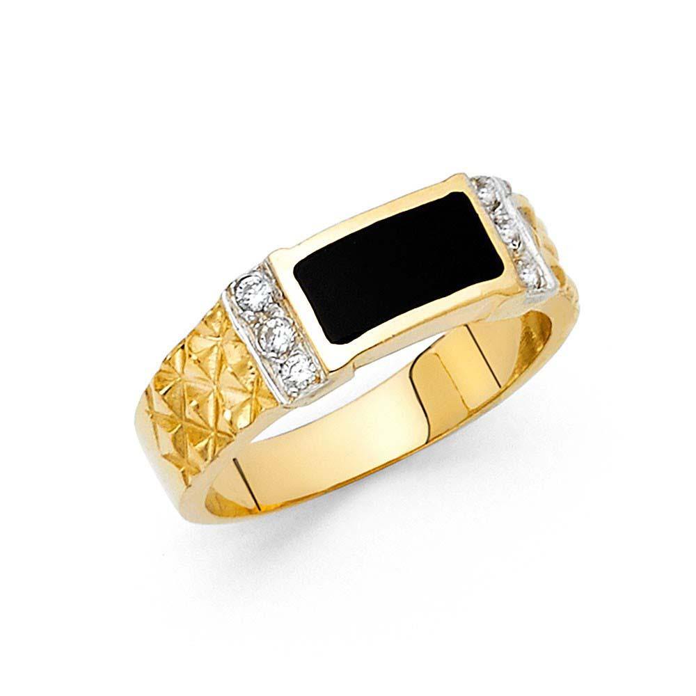 14K Yellow Gold Onyx Men's Ring