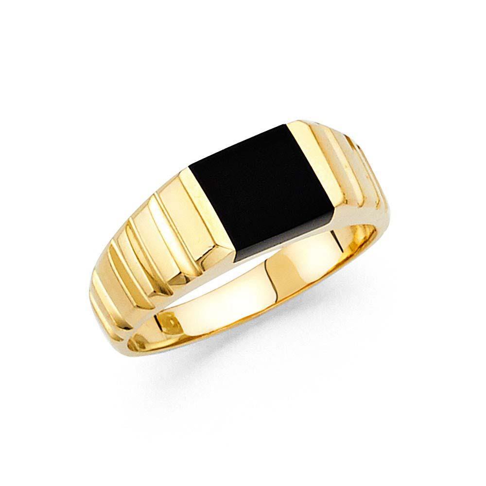 14K Yellow Gold Onyx Men's Ring