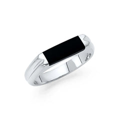 14K White Gold Onyx Men's Ring