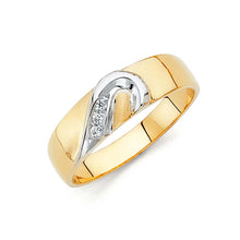 Load image into Gallery viewer, 14K Two Tone 6mm CZ Wedding Trio Men's Band Sets