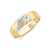 14K Two Tone 6mm CZ Wedding Trio Men's Band Sets