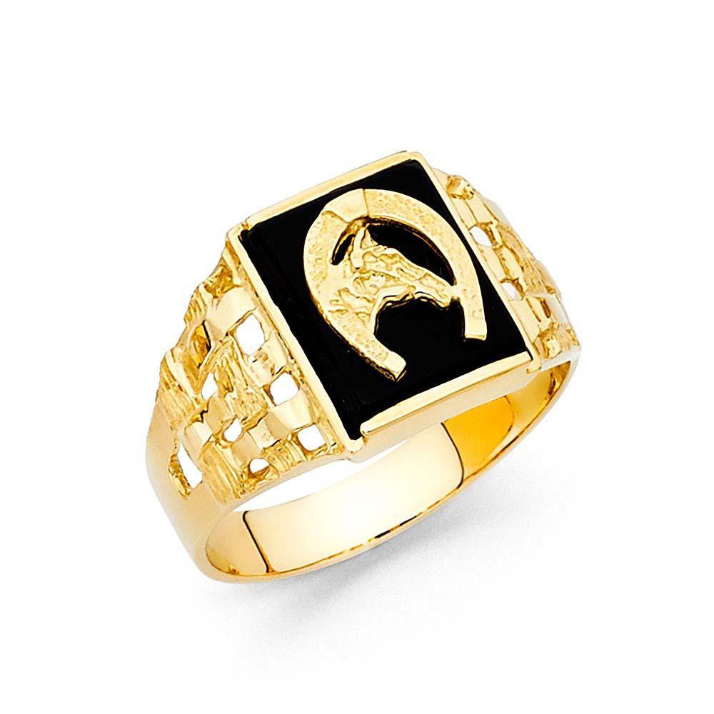 14K Yellow Gold Onyx Men's Ring - silverdepot