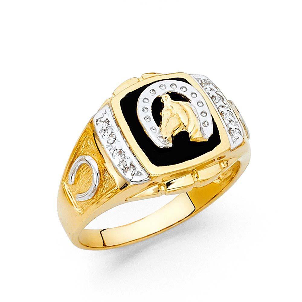 14K Yellow Gold Onyx Men's Ring