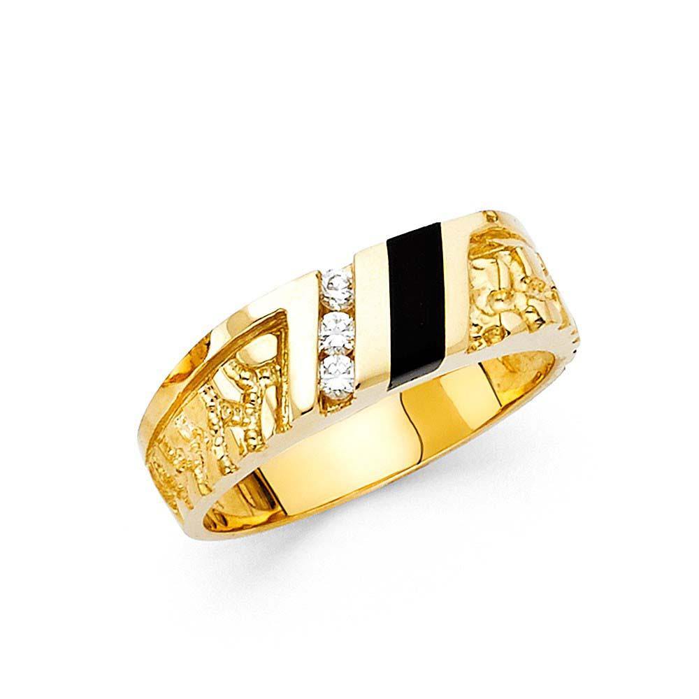 14K Yellow Gold Onyx Men's Ring