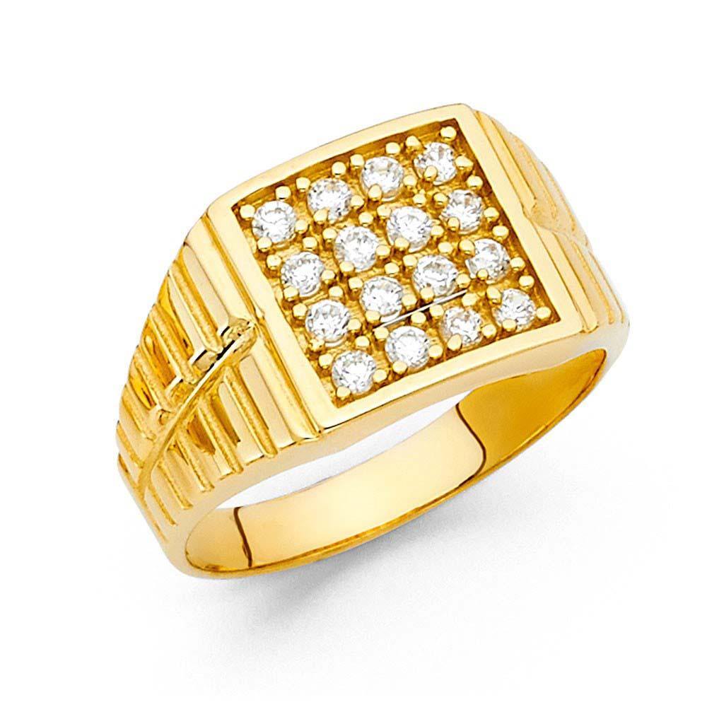14K Yellow Gold CZ Men's Rings