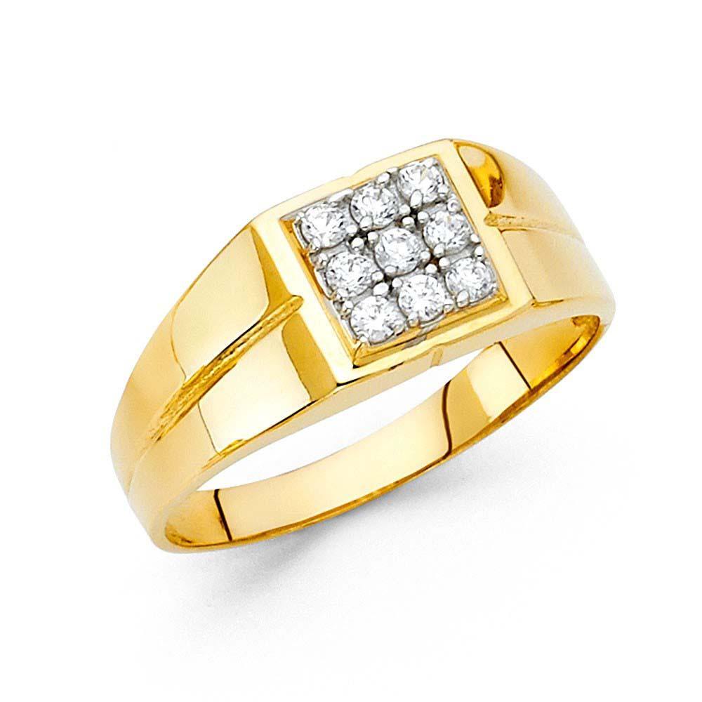 14K Yellow Gold CZ Men's Rings