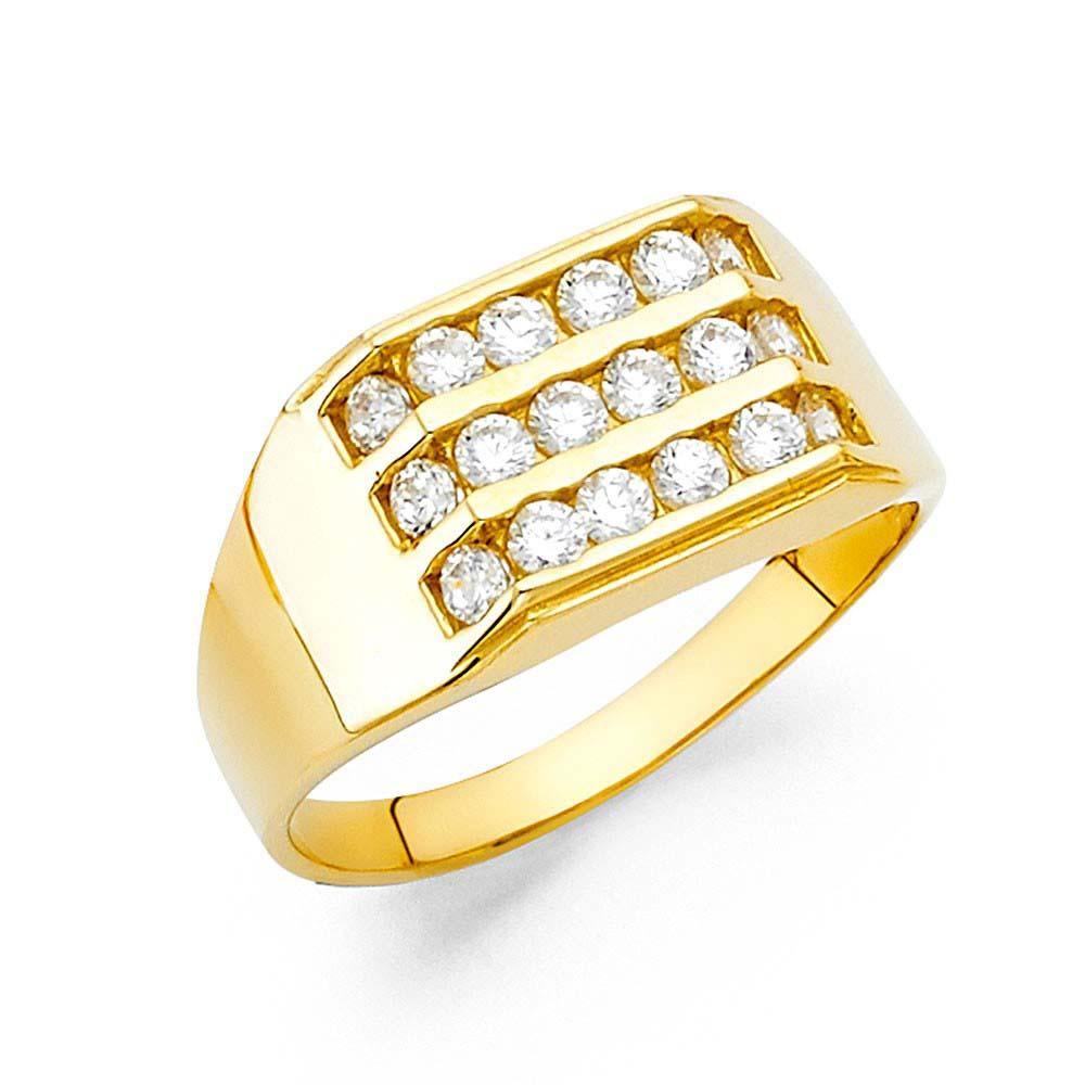 14K Yellow Gold CZ Men's Rings