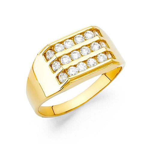 14K Yellow Gold CZ Men's Rings
