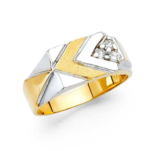 14K Yellow Gold CZ Men's Ring