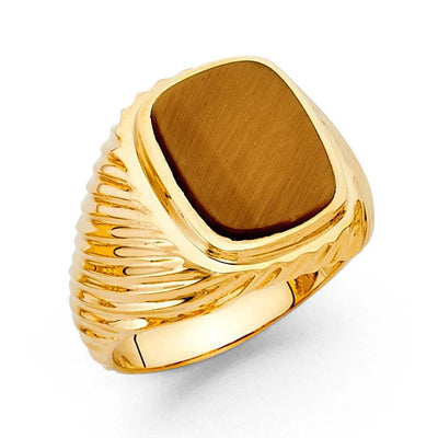 14K Yellow Gold Brown CZ Men's Ring - silverdepot
