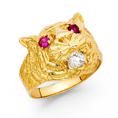 14K Yellow Gold Pink and Clear CZ Men's Ring - silverdepot