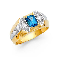 Load image into Gallery viewer, 14K Two Tone Blue and Clear CZ Men's Ring - silverdepot