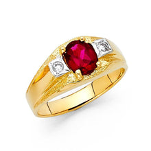 Load image into Gallery viewer, 14K Yellow Gold Red CZ Men's Ring - silverdepot
