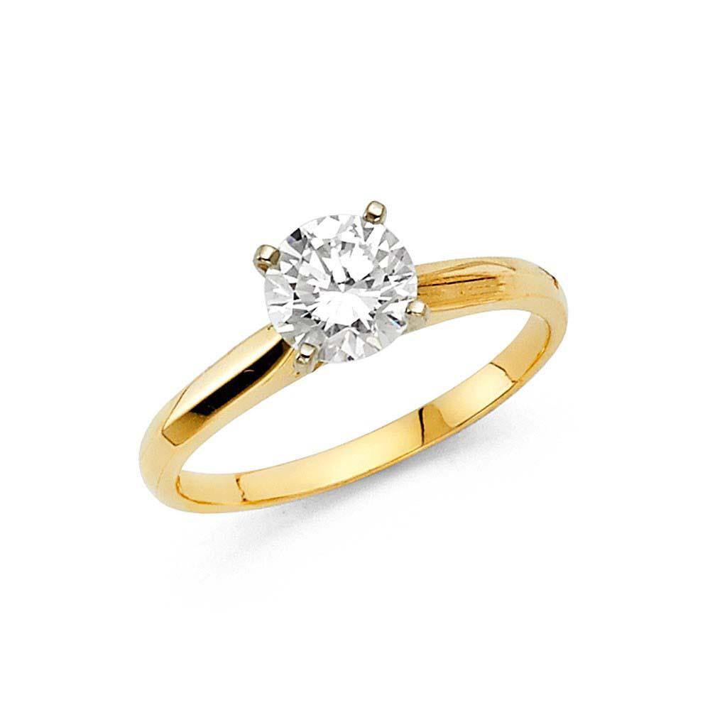 14K Yellow Gold Polished Clear CZ Engagement Ring