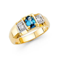 Load image into Gallery viewer, 14K Yellow Gold Blue and Clear CZ Men's Ring - silverdepot