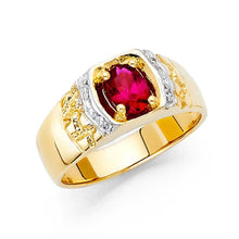 Load image into Gallery viewer, 14K Yellow Gold Red and Clear CZ Men's Ring - silverdepot