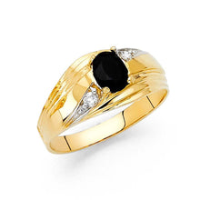 Load image into Gallery viewer, 14K Yellow Gold Black and Clear CZ Men's Ring - silverdepot