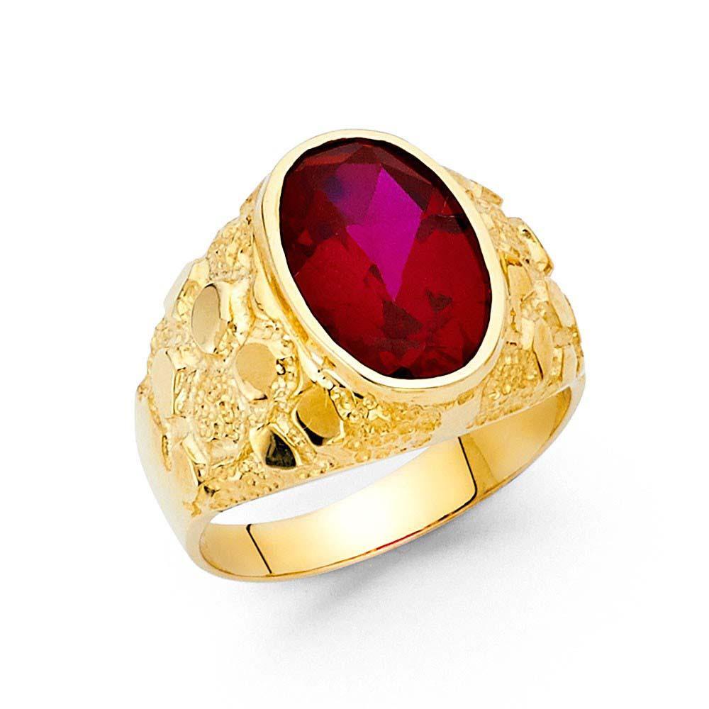 14K Yellow Gold CZ Men's Ring