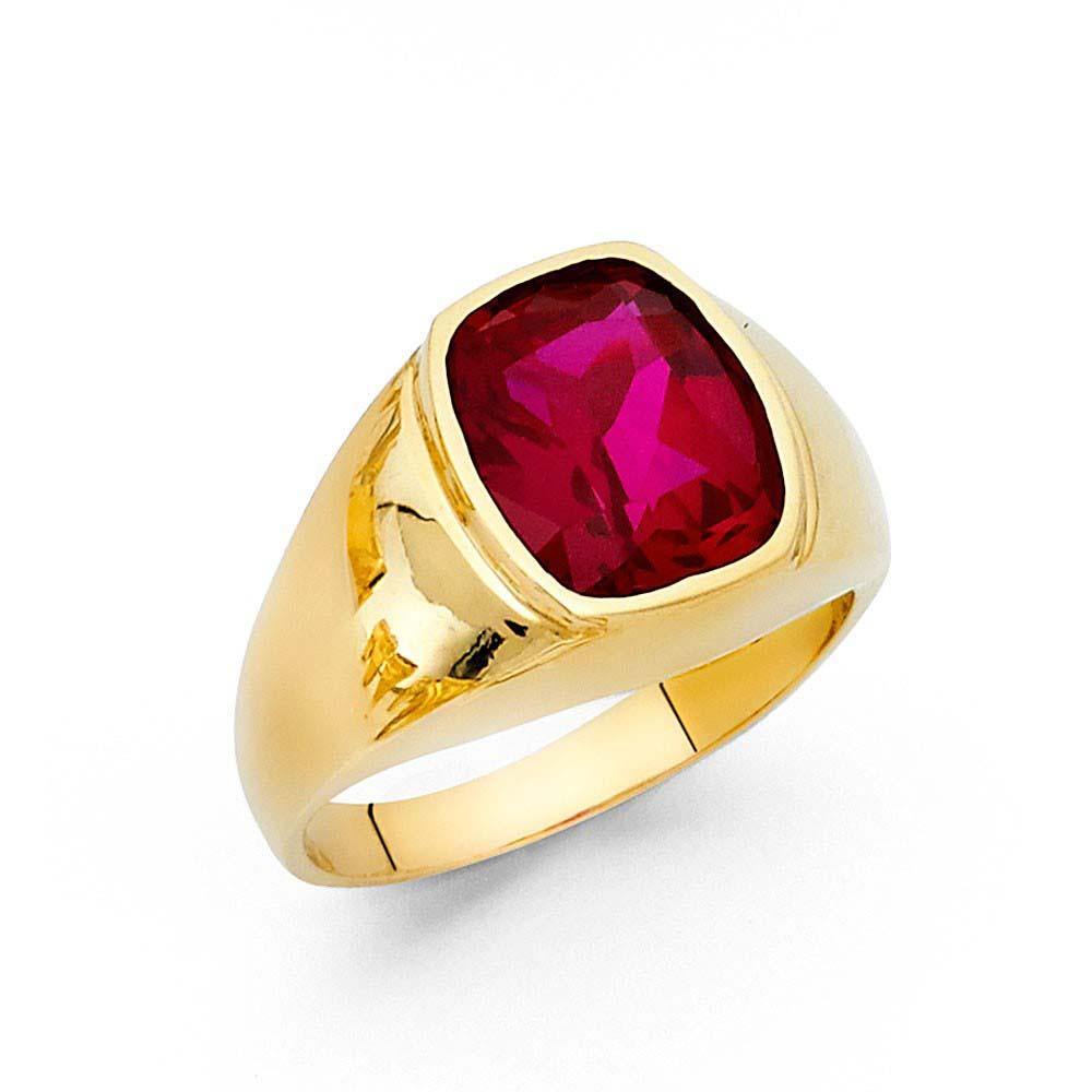 14K Yellow Gold CZ Men's Ring