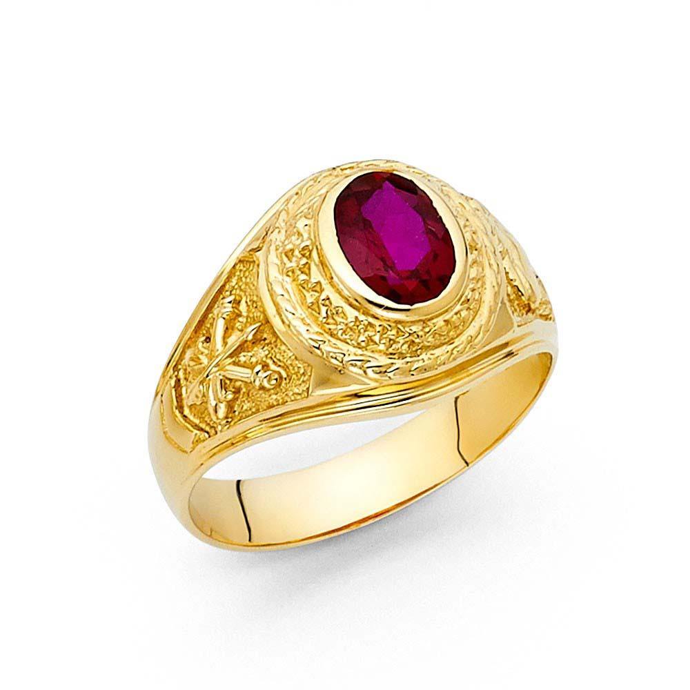 14K Yellow Gold CZ Men's Ring